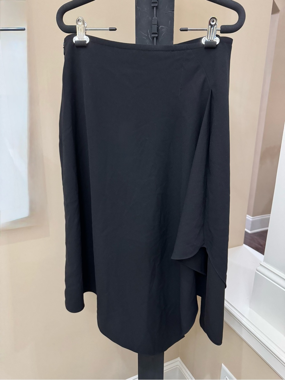 Natori Black Asymmetrical Draped Skirt